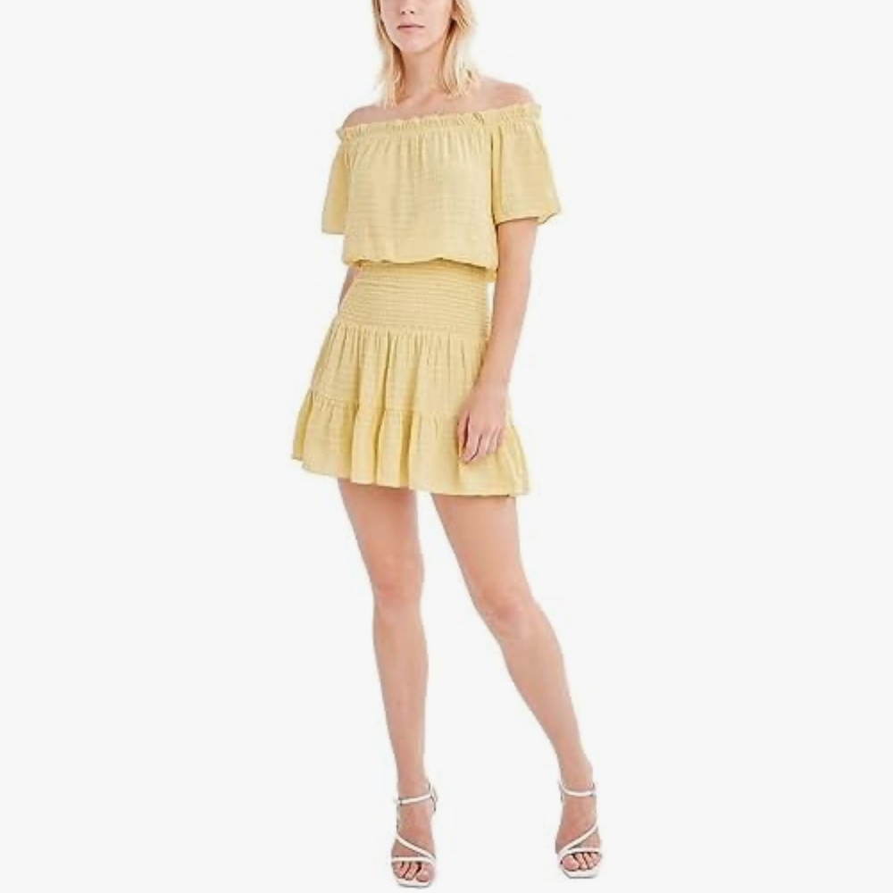 BCBGeneration Yellow Off-Shoulder Mini Skirt